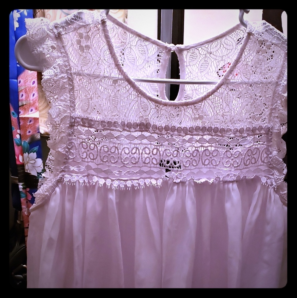 Lace top, Chiffon Bottom Short Dress